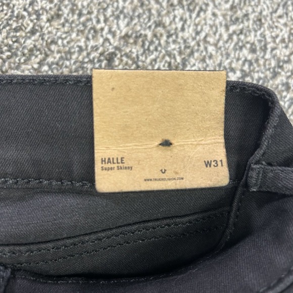 NEW True Religion Halle Super Skinny Jeans Womens 31 Black Denim USA Made Casual - Picture 10 of 16